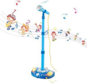 Kids Interactive Karaoke Singing Microphone Flashing Lights and Sound - Blue