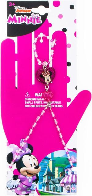 Disney Minnie Mouse Girls Beaded Ring Bracelet Glitter Charm Jewelry Gift