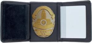 ASR Federal Black Leather RFID Wallet Police Badge Holder with Removable ID Card Holder, Oval