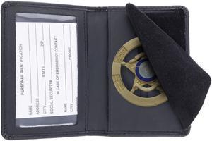 ASR Federal Black Bifold Leather ID Card and Badge Holder Police Gear, Round