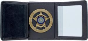 ASR Federal Black Leather RFID Wallet Police Badge Holder with Removable ID Card Holder, Round