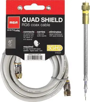 RCA 6-ft. HDTV Quad-Shield RG-6 Coax Cable (DH6QC) RCA 6-ft. HDTV Quad-Shield RG-6 Coax Cable (DH6QC)
