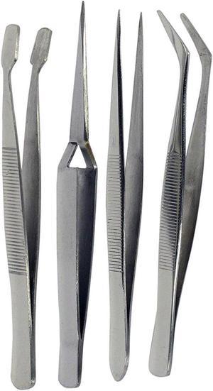 Universal Tool Stainless Steel Tweezer Set Assorted Tips Precision Tools - 4pc
