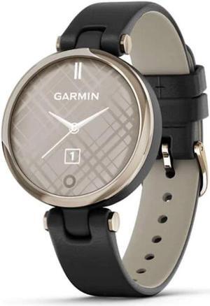 Garmin Lily™ Smartwatch - Cream Gold Bezel with Black Case and Italian Leather Band