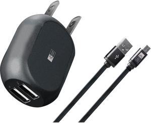 Case Logic 2ACLDUSBTMCB 2.4A Dual USB Wall Charger with Micro-USB Cable - Black