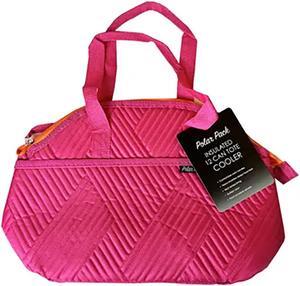 Kole Imports PLRPKQLTPKOR Polar Pack 12 Can Quilted Tote Bag Insulated Cooler in Pink/Orange