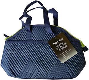 Kole Imports PLRPKQLTBLGN Polar Pack 12 Can Quilted Tote Bag Insulated Cooler in Blue/Green
