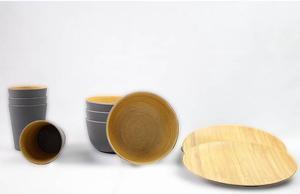 Melamine with Bamboo Dining Set Gray
