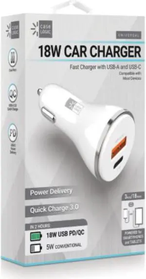 Case Logic 18W PD Car Charger - White