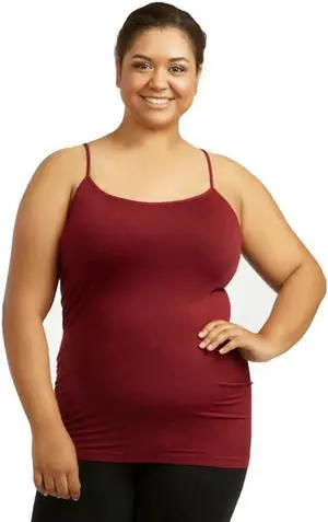 Uni Hosiery Co. Sofra Ladies Poly Camisole Plus Size - Black Burgundy