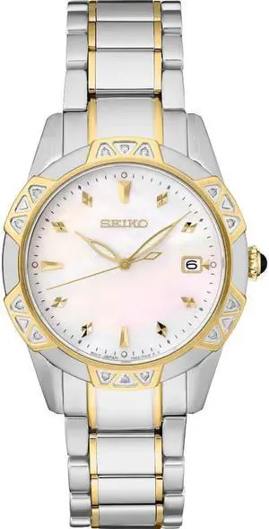 Seiko SKK728 Diamond Quartz - White/Gold/Stainless Steel - 33.2mm
