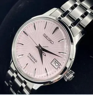 Seiko Presage Automatic - Ice Pink/Stainless w/ Date Calendar - 33.8mm