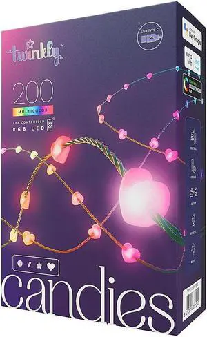 Twinkly Candies Heart Shaped 200 RGB LED Smart Light String - Multicolor