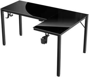 Eureka Ergonomic RGB LED Lights Glass Gaming Desk - 60" x 40.25" x 30" -Black  ERK-GD-L60R-B-US