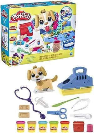Hasbro F36395L00 Play-Doh Care N Carry Vet Playset with Toy Dog