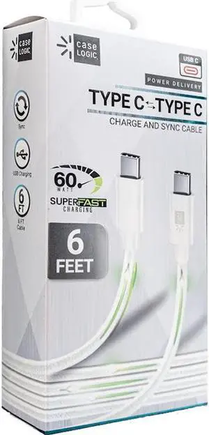 Case Logic 6 Ft. Type C to C Charging and Sync Cable - White