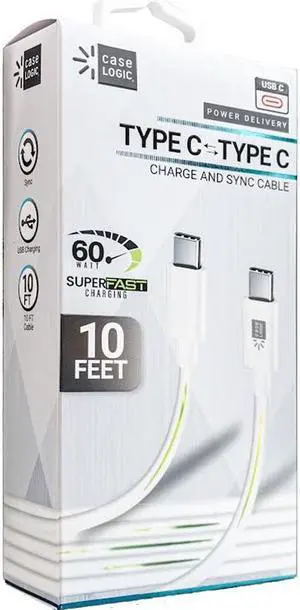 Case Logic 10 Ft. Type C to C Charging and Sync Cable - White