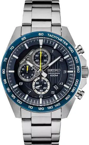 Seiko SSB321 Mens SSB Essentials Series Chronograph Watch - Silver/Black Dial