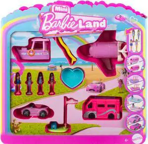 Mattel JDB85 Barbie Mini BarbieLand 4-Pack & Vehicle Set