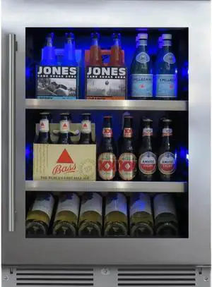 XO XOU24BCGSR 145 Can Stainless/Glass Door Beverage Center