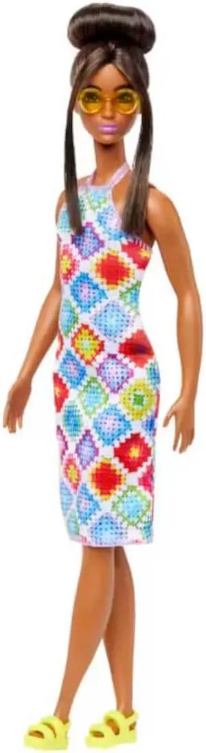Mattel HJT07 Barbie Fashionistas #210 With Bun and Crochet Halter Dress Doll