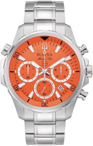 Bulova 96B395 Mens Marine Star Chronograph Watch - Orange/Stainless Steel