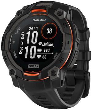 Garmin Instinct® 3 45mm, Solar Charged Display, Rugged Outdoor GPS Smartwatch, Metal-Reinforced Bezel, Built-in Flashlight, Black