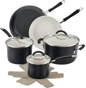 Rachael Ray 17269 10-Piece Cucina Ceramic Nonstick Cookware Set - Peppercorn