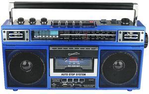 Supersonic SC3201BTBLU Retro 4-Band Radio and Cassette Player with Bluetooth - Blue