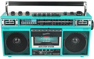 Supersonic SC3201BTRQ Retro 4-Band Radio and Cassette Player with Bluetooth - Teal