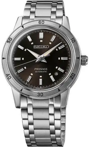Seiko SRPL09 Presage Style60s Collection Automatic Watch - Stainless/Brown