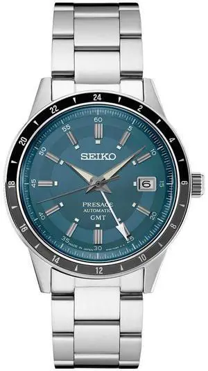 Seiko SSK009 Presage Style 60s GMT Collection Automatic Watch - Stainless/Blue