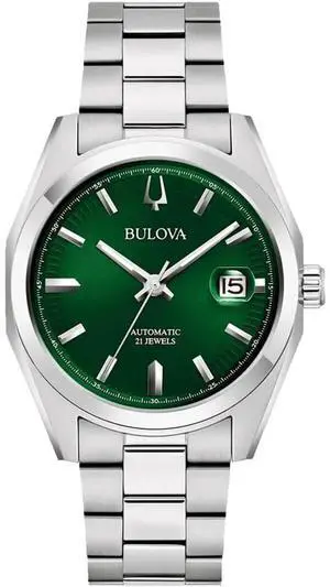 Bulova 96B429 Surveyor Collection Automatic Watch - Stainless/Green