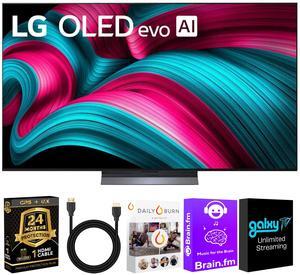 LG OLED evo AI 4K Smart TV w/A9 Gen8, 144Hz, Dolby Vision/Atmos, HDR10, AI Upscaling, Alexa + UAX 4K HDMI Cable + CPS 24-Mo Protection + Streaming Bundle (OLED55C5PUA, 2025)