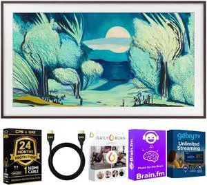 Samsung 55-Inch Modern Brown The Frame LS03D QLED 4K Smart TV Bundle, Quantum HDR, Art Mode, Slim Fit Wall Mount, Alexa Built-in w/Bezel, AUX HDMI Cable, CPS 24-Month Protection, Streaming Bundle