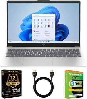 HP 15.6 HD Touchscreen Laptop Bundle, AMD Ryzen 5 7520U, 8GB RAM, 256GB SSD, for Student and Home Use w/AUX HDMI Cable, Webroot Antivirus, 2-Year Warranty