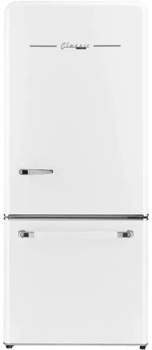 UNIQUE UGP510LWAC 17.7 Cu. Ft. Marshmallow White Classic Retro Counter-Depth Bottom Freezer Refrigerator