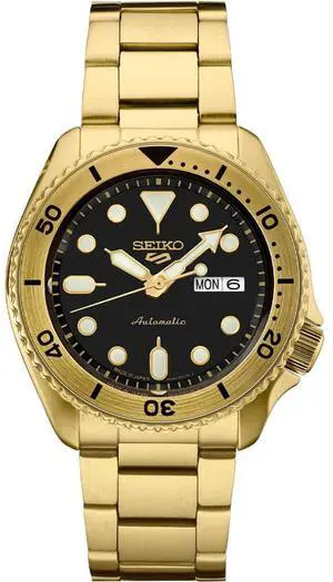Seiko SRPK18 5 Sports U.S. Special Creation Automatic Watch - Gold Finish/Black