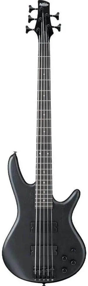 Ibanez SR Gio 5-String Electric Bass Guitar  Weathered Black, Maple Neck, Phat II EQ, Jatoba Fretboard, B15 Bridge