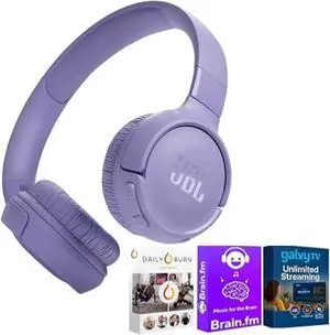 JBL T520BTPUKIT1  Tune 520BT Wireless On-Ear Headphones, Up to 57H Battery Life and Speed Charge, Lightweight, Comforta