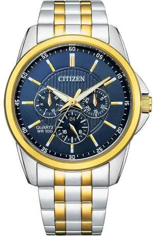 CITIZEN AG834856L Quartz Mens Watch - Two Tone Gold/Blue Dial
