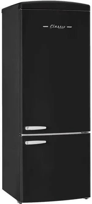UNIQUE UNQ455LMBAC 17 Cu. Ft. Matte Black Classic Retro Counter-Depth Bottom Freezer Refrigerator