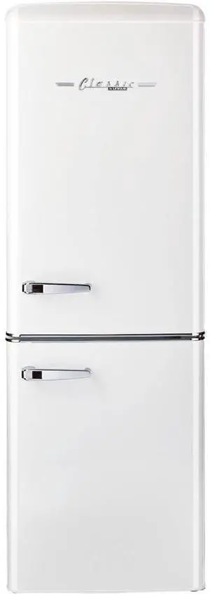 UNIQUE UGP215LWAC 7 Cu. Ft. Marshmallow White Classic Retro Counter-Depth Bottom Freezer Refrigerator