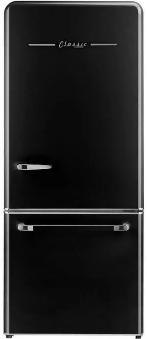 UNIQUE UGP510LBAC 17.7 Cu. Ft. Midnight Black Classic Retro Counter-Depth Bottom Freezer Refrigerator
