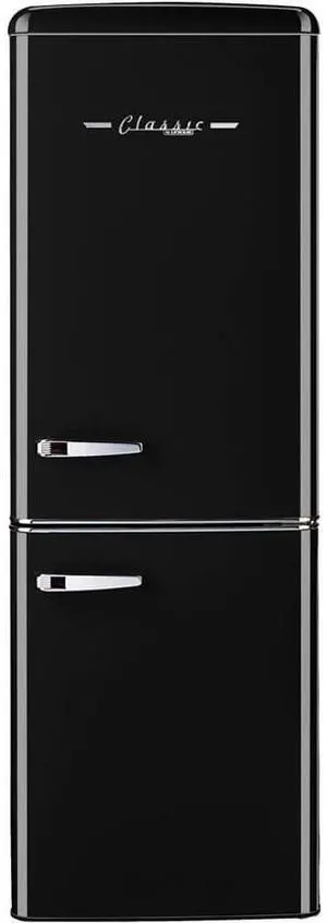 UNIQUE UGP215LBAC 7 Cu. Ft. Midnight Black Classic Retro Counter-Depth Bottom Freezer Refrigerator