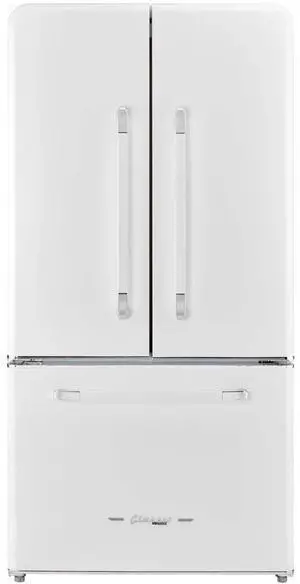 UNIQUE UGP595LWAC 21.4 Cu. Ft. Marshmallow White Classic Retro Counter-Depth French Door Refrigerator