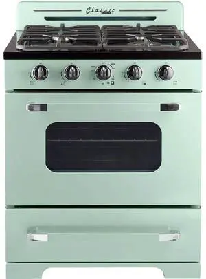 UNIQUE UGP30CROF2LG 3.9 Cu. Ft. Classic Retro Summer Mint Green Freestanding Propane Range