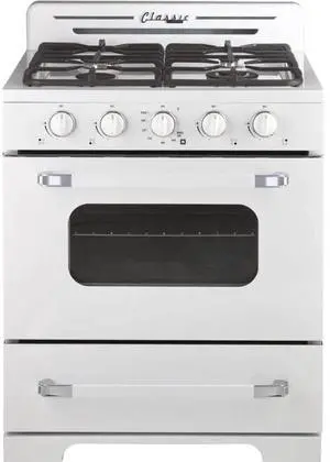 UNIQUE UGP30CROF2W 3.9 Cu. Ft. Classic Retro Marshmallow White Freestanding Propane Range