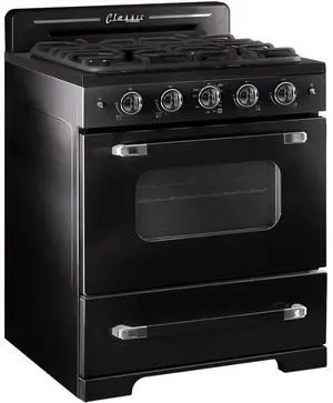 UNIQUE UGP30CRB 3.9 Cu. Ft. Midnight Black Freestanding Classic Retro Convection Gas Range