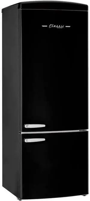 UNIQUE UNQ455LBAC 17 Cu. Ft. Midnight Black Classic Retro Counter-Depth Bottom Freezer Refrigerator